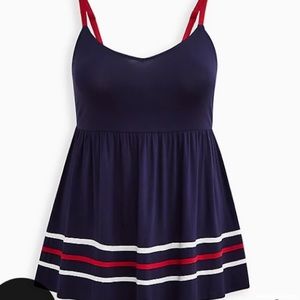 Baby Doll Tank Navy, red and white 4X